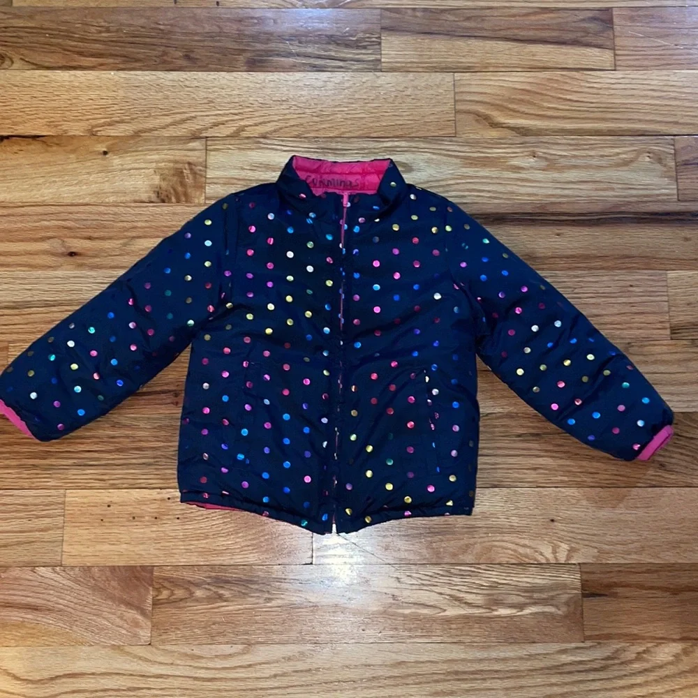 GAP reversible pink blue dots jacket 4 Toddler